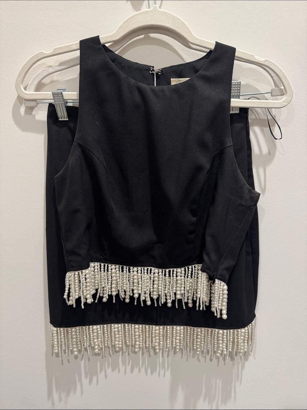 Lena Black Two Piece Set with Pearl Fringe